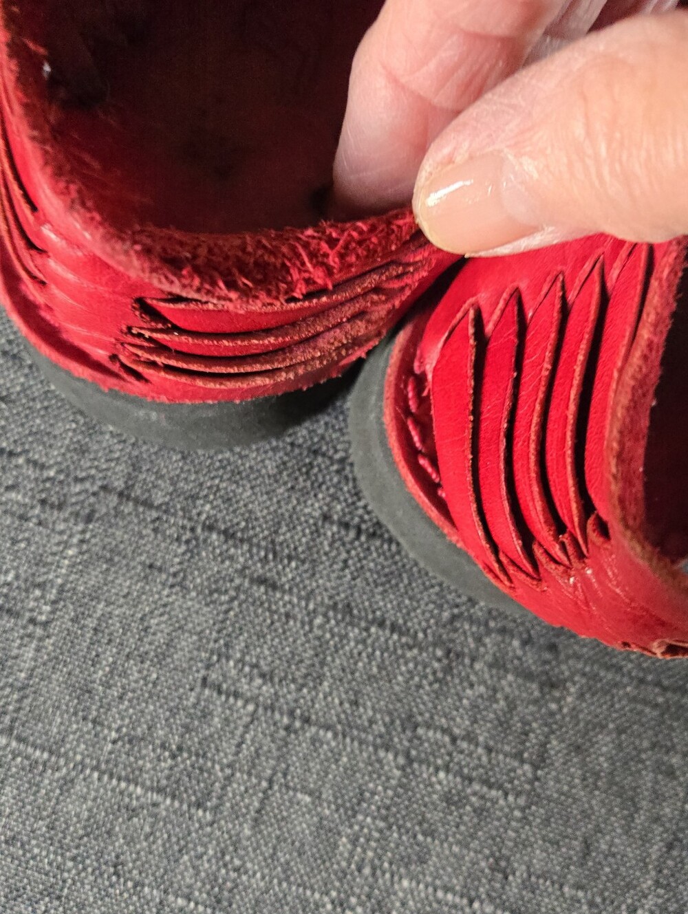 Huarache Sandals by Brand X - Women’s Size 8 1/2 - Made/Mexico - Red Leather - Picture 4 of 7